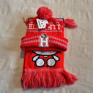 Hello Kitty women's or big girls hat and scarf set embroidered hat logo NWT